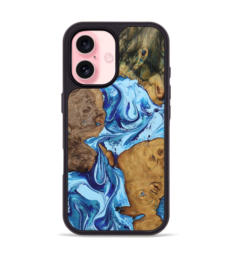 iPhone 16 Wood+Resin Phone Case - Muhammad (Blue, 722802)