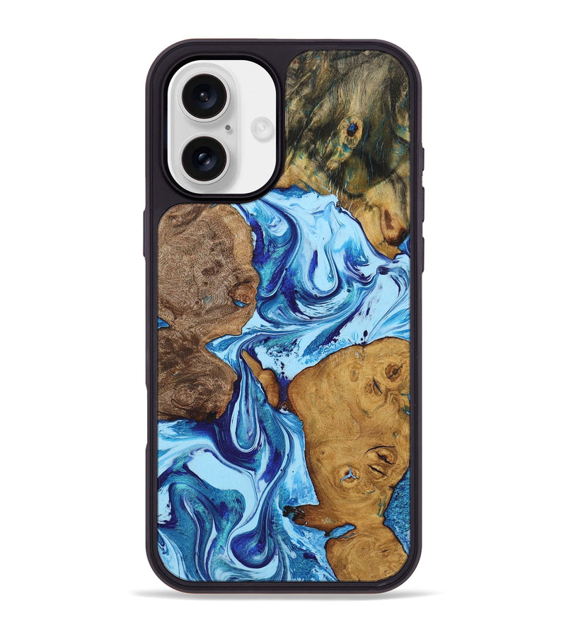 iPhone 16 Plus Wood+Resin Phone Case - Muhammad (Blue, 722802)