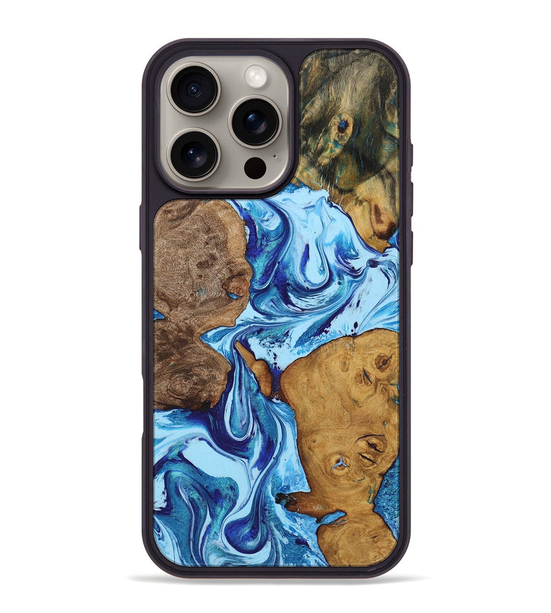 iPhone 16 Pro Max Wood+Resin Phone Case - Muhammad (Blue, 722802)