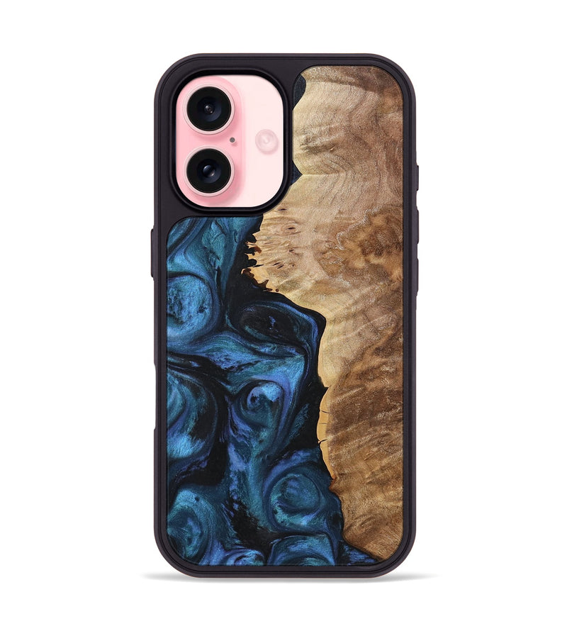 iPhone 16 Wood+Resin Phone Case - Cali (Blue, 722803)