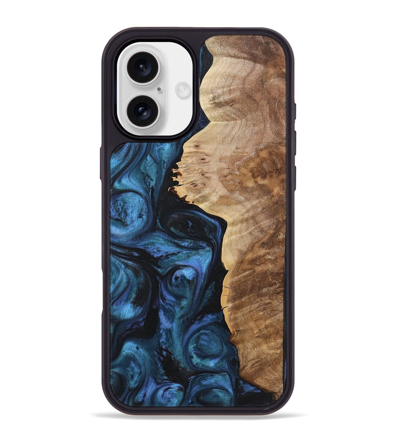 iPhone 16 Plus Wood+Resin Phone Case - Cali (Blue, 722803)