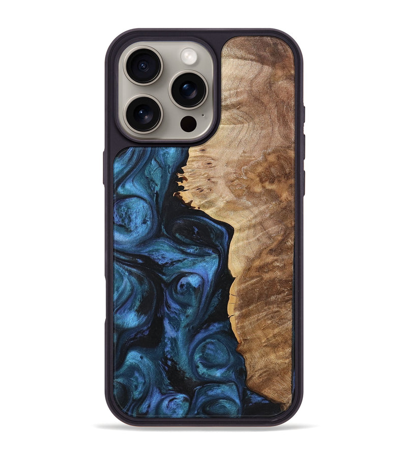 iPhone 16 Pro Max Wood+Resin Phone Case - Cali (Blue, 722803)