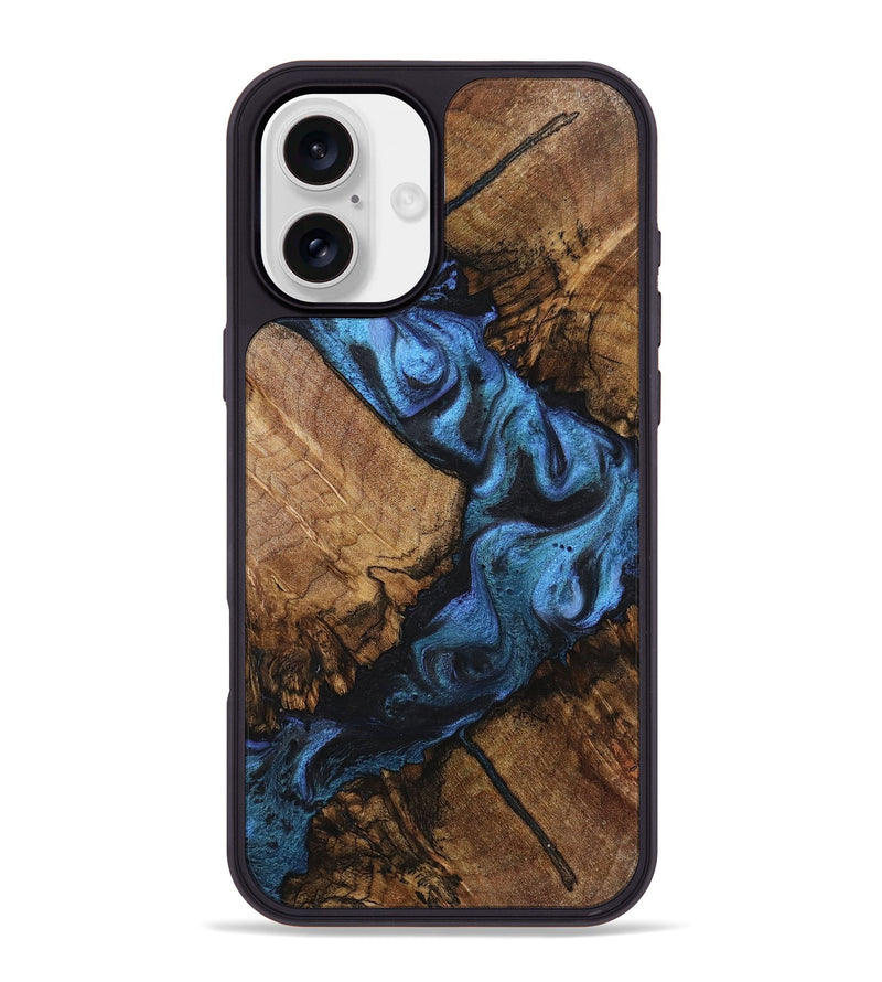 iPhone 16 Plus Wood+Resin Phone Case - Brad (Blue, 722804)