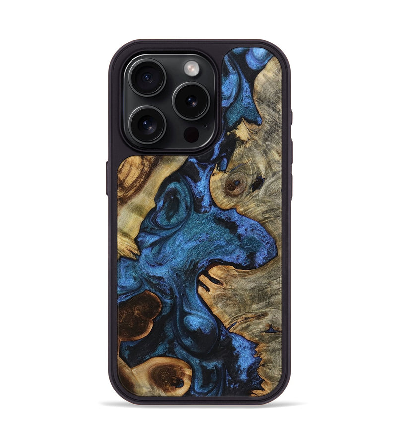 iPhone 15 Pro Wood+Resin Phone Case - Elsa (Blue, 722805)