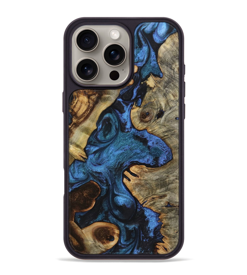 iPhone 16 Pro Max Wood+Resin Phone Case - Elsa (Blue, 722805)