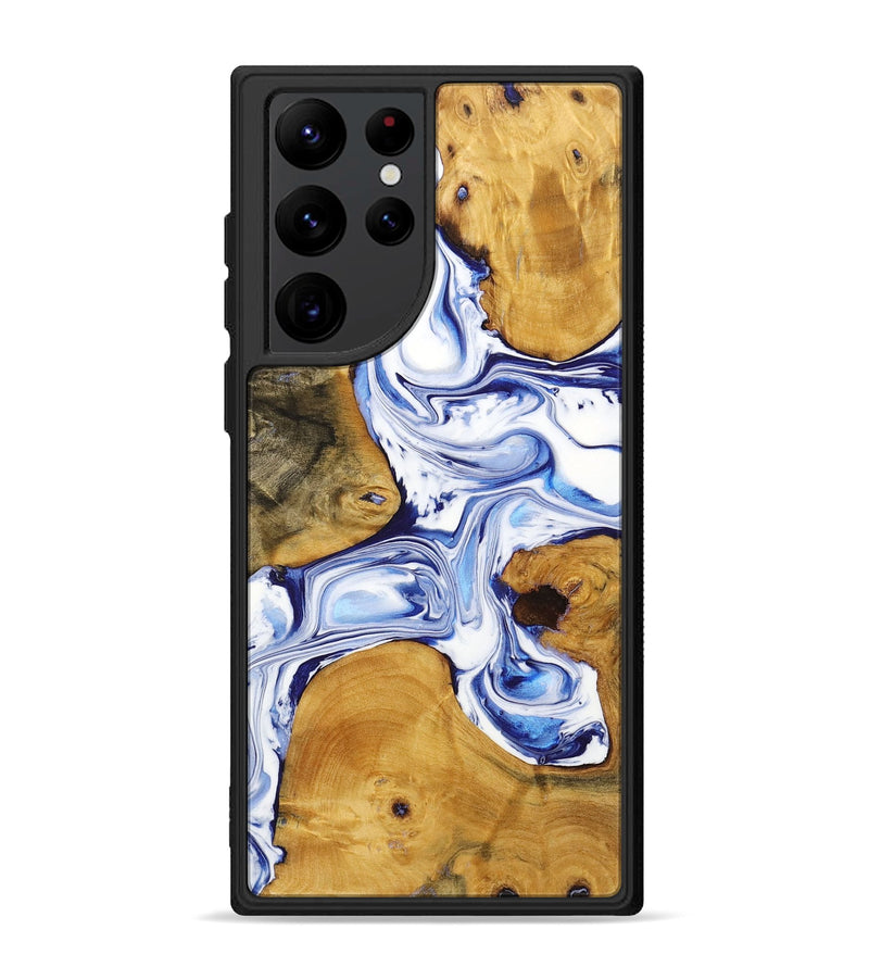 Galaxy S22 Ultra Wood+Resin Phone Case - Rosa (Blue, 722806)