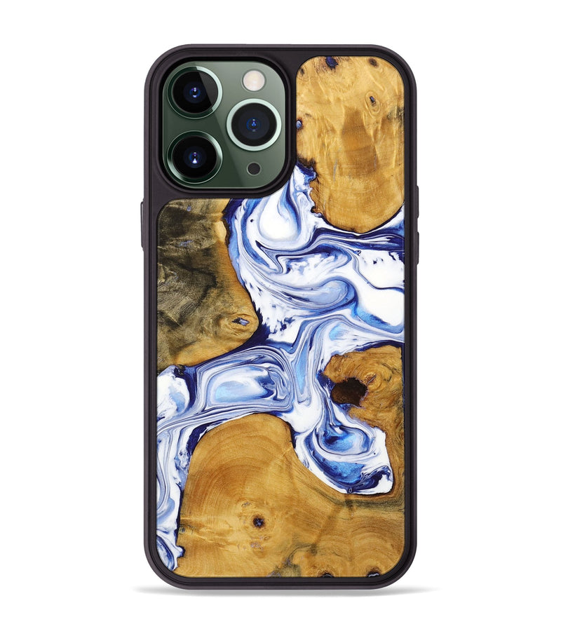 iPhone 13 Pro Max Wood+Resin Phone Case - Rosa (Blue, 722806)