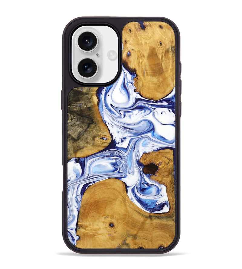 iPhone 16 Plus Wood+Resin Phone Case - Rosa (Blue, 722806)