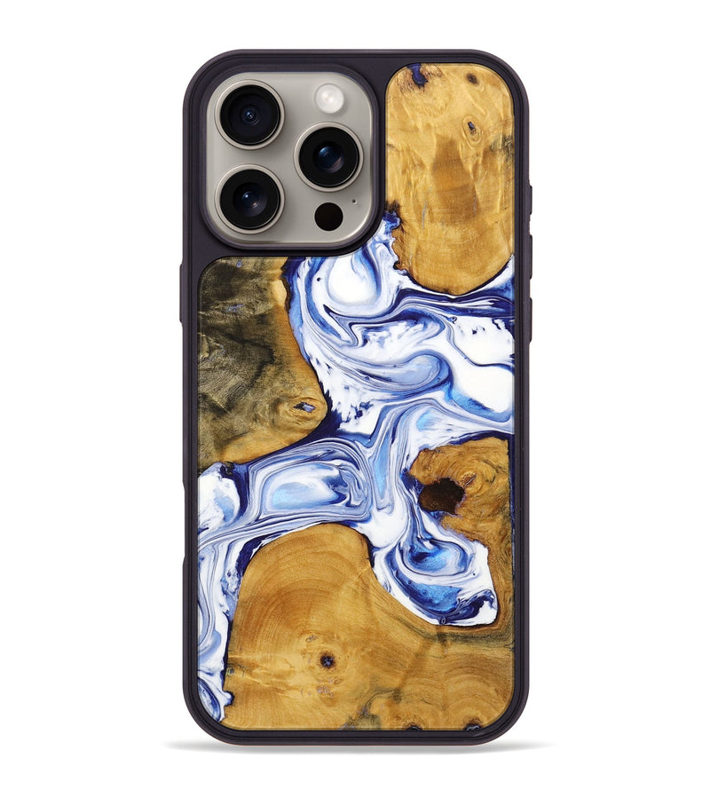 iPhone 16 Pro Max Wood+Resin Phone Case - Rosa (Blue, 722806)