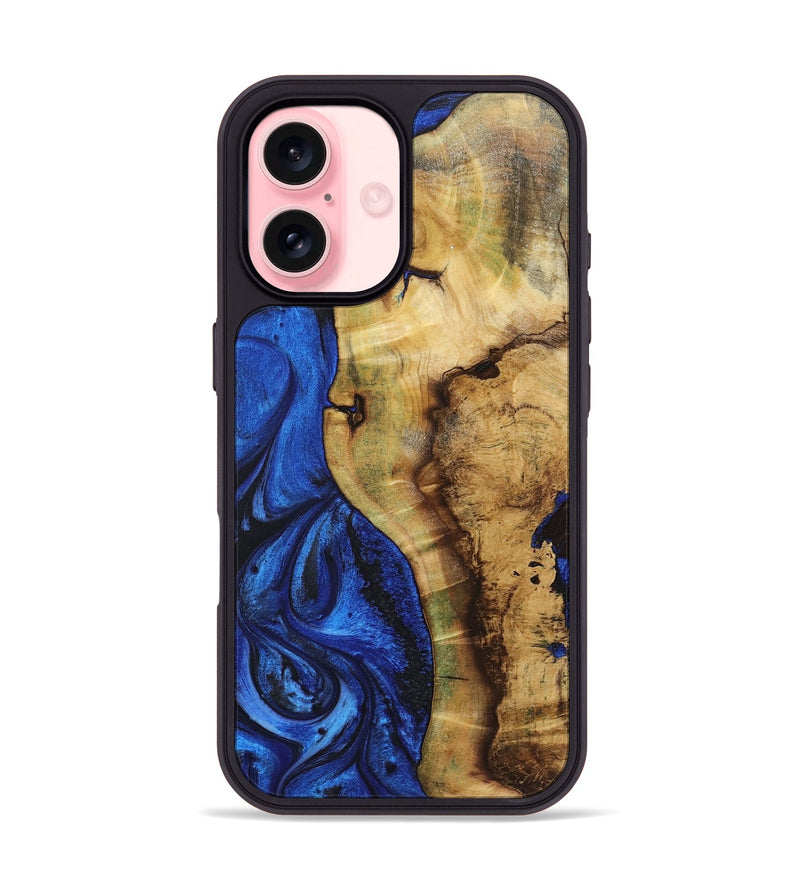 iPhone 16 Wood+Resin Phone Case - Chase (Blue, 722807)