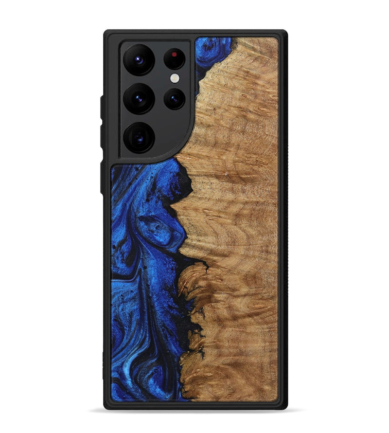 Galaxy S22 Ultra Wood+Resin Phone Case - Elian (Blue, 722809)