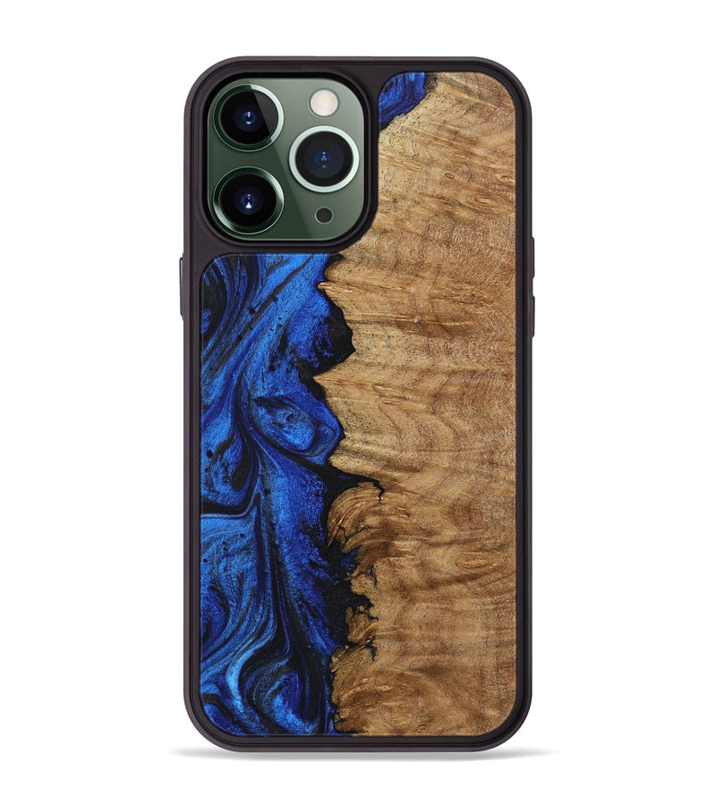 iPhone 13 Pro Max Wood+Resin Phone Case - Elian (Blue, 722809)