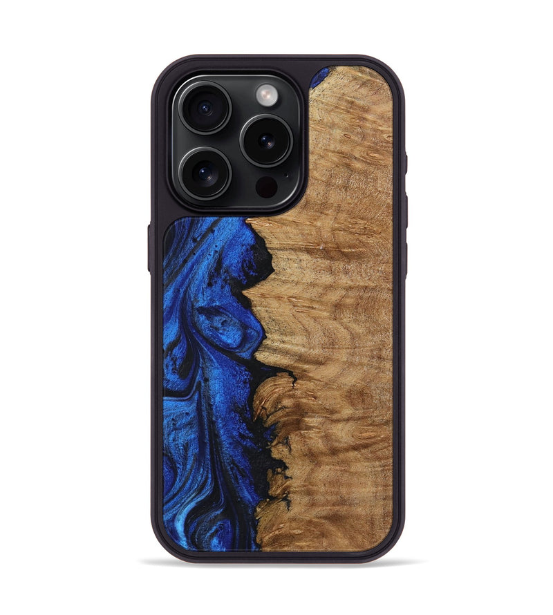 iPhone 15 Pro Wood+Resin Phone Case - Elian (Blue, 722809)