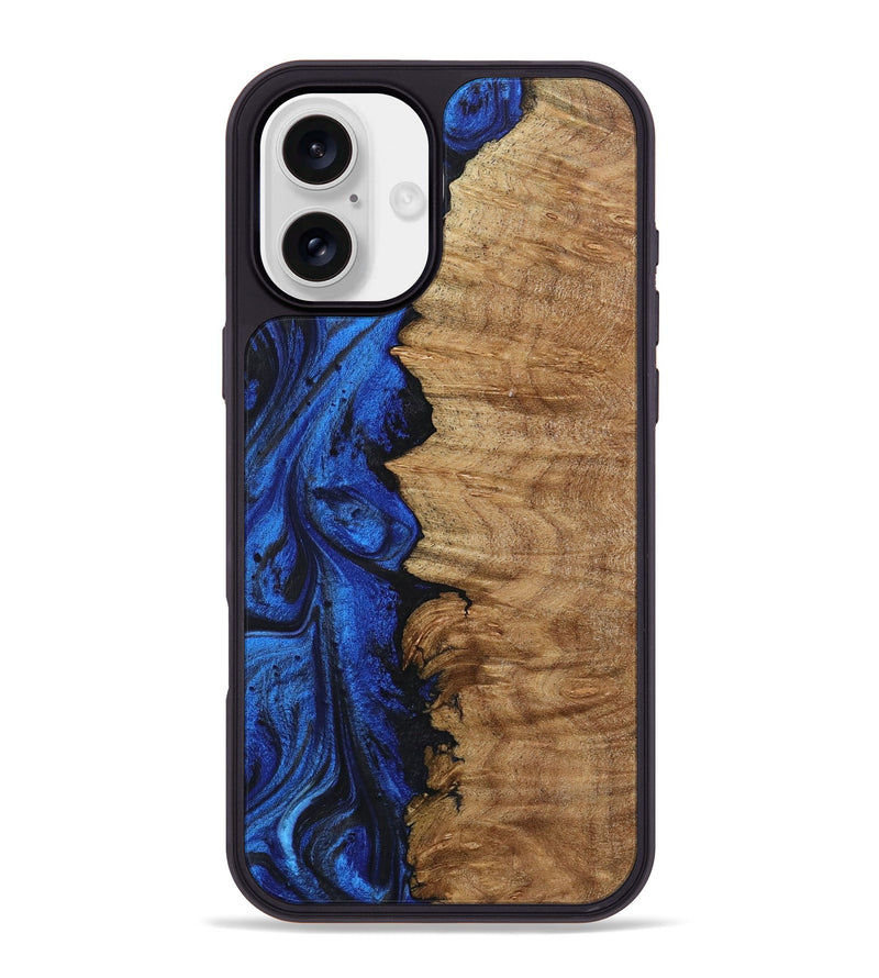 iPhone 16 Plus Wood+Resin Phone Case - Elian (Blue, 722809)