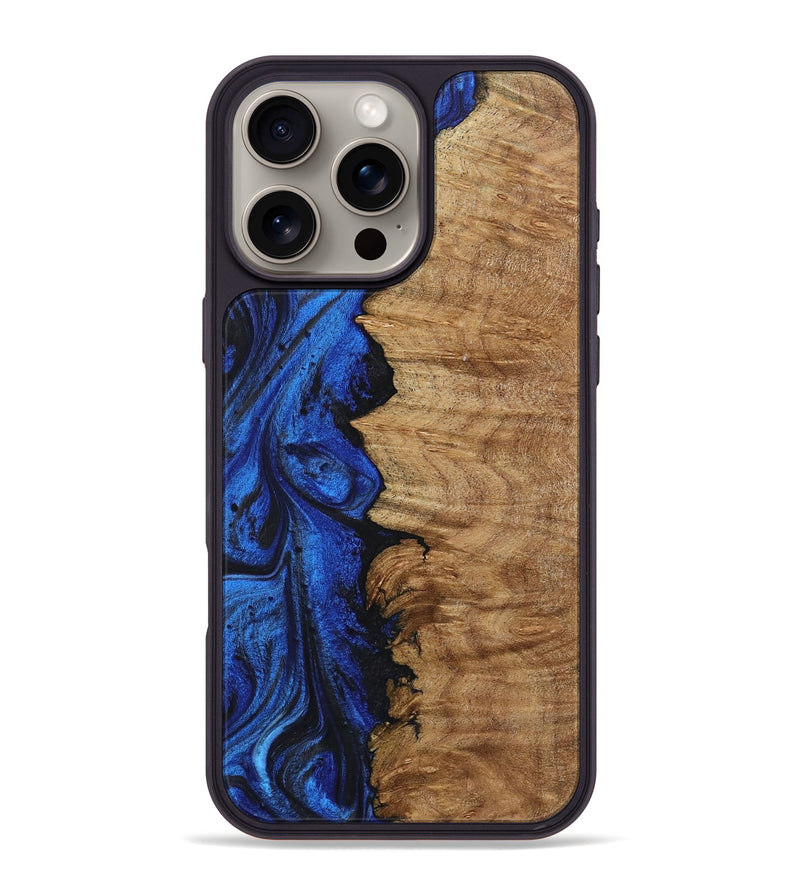 iPhone 16 Pro Max Wood+Resin Phone Case - Elian (Blue, 722809)