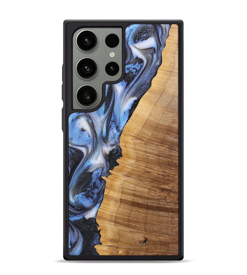 Galaxy S24 Ultra Wood+Resin Phone Case - Charity (Blue, 722810)