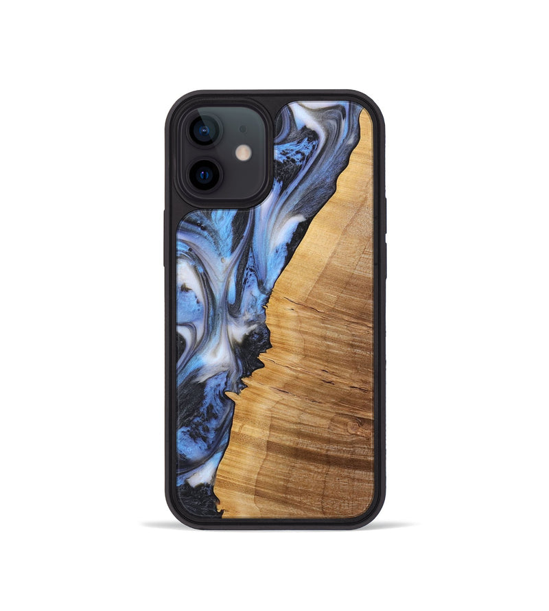 iPhone 12 mini Wood+Resin Phone Case - Charity (Blue, 722810)