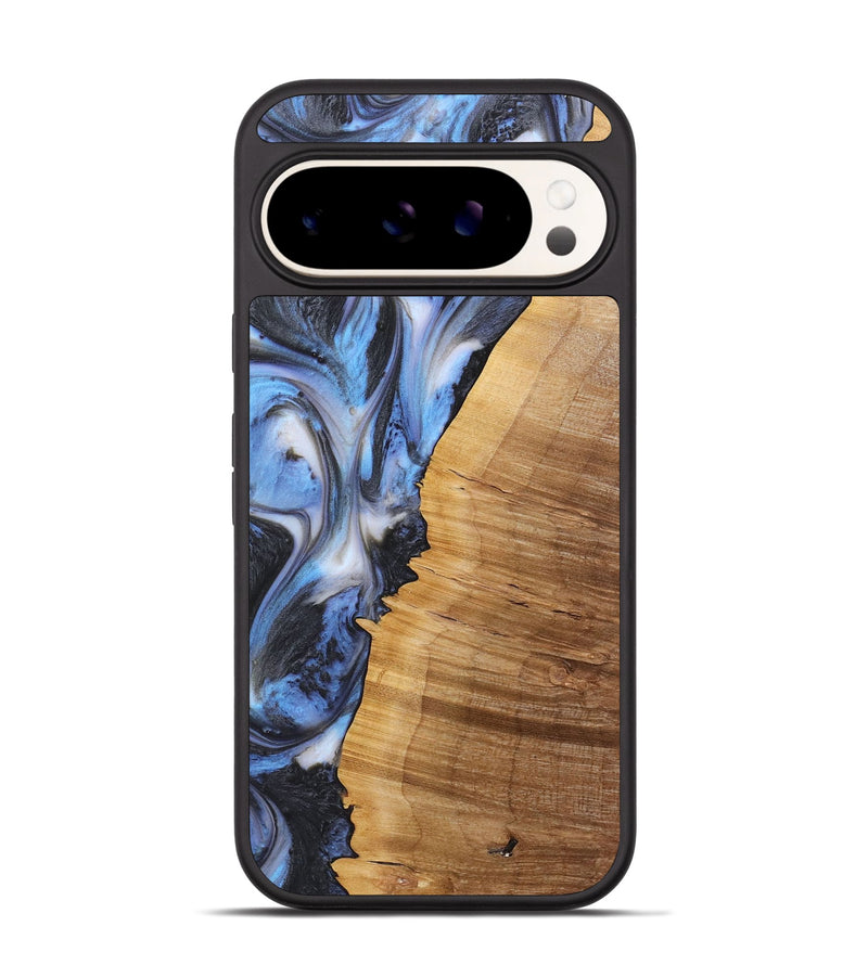 Pixel 9 Pro Wood+Resin Phone Case - Charity (Blue, 722810)