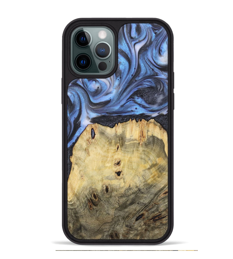 iPhone 12 Pro Max Wood+Resin Phone Case - Nicole (Blue, 722811)