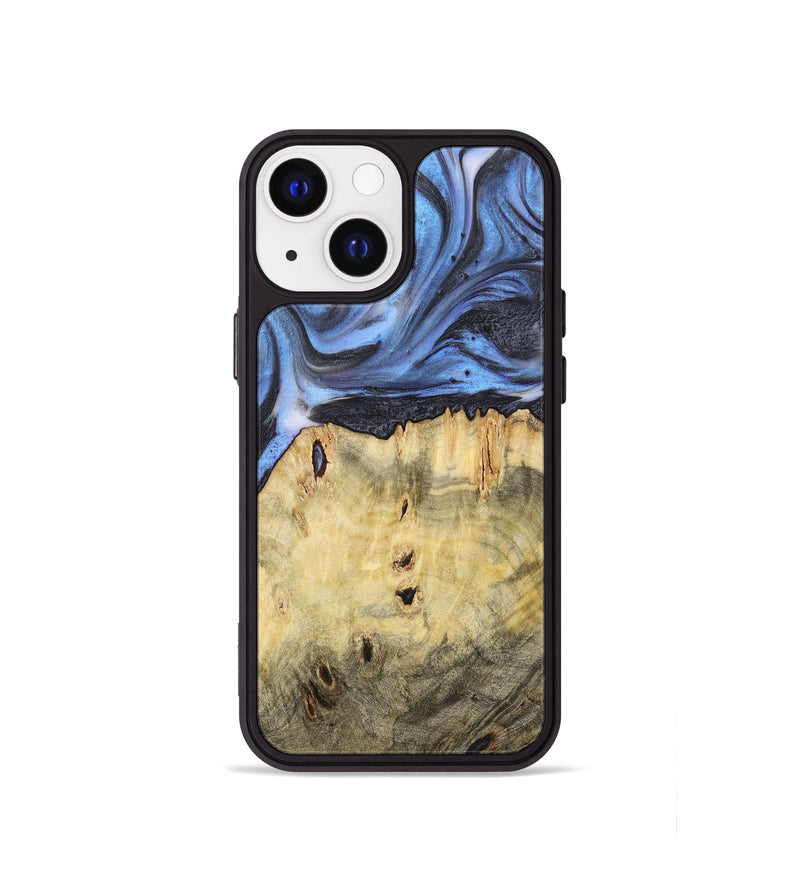 iPhone 13 mini Wood+Resin Phone Case - Nicole (Blue, 722811)