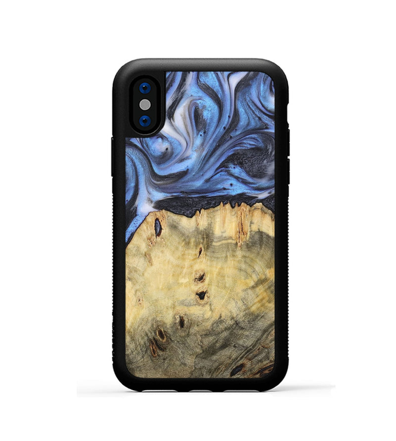 iPhone Xs Wood+Resin Phone Case - Nicole (Blue, 722811)