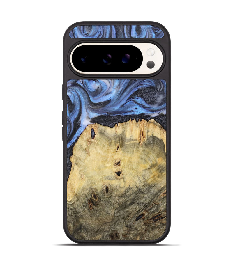 Pixel 9 Wood+Resin Phone Case - Nicole (Blue, 722811)