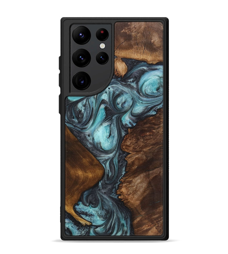 Galaxy S22 Ultra Wood+Resin Phone Case - Jarod (Blue, 722812)