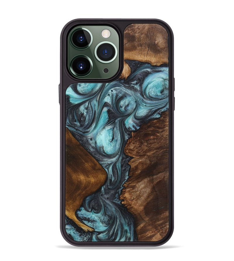 iPhone 13 Pro Max Wood+Resin Phone Case - Jarod (Blue, 722812)