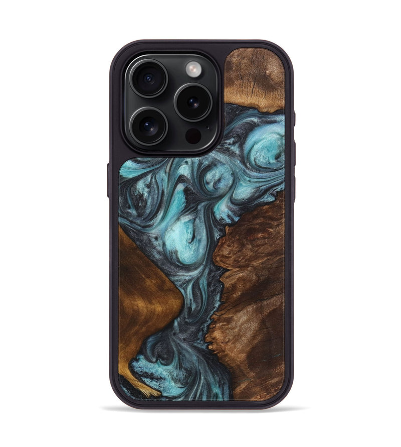 iPhone 15 Pro Wood+Resin Phone Case - Jarod (Blue, 722812)