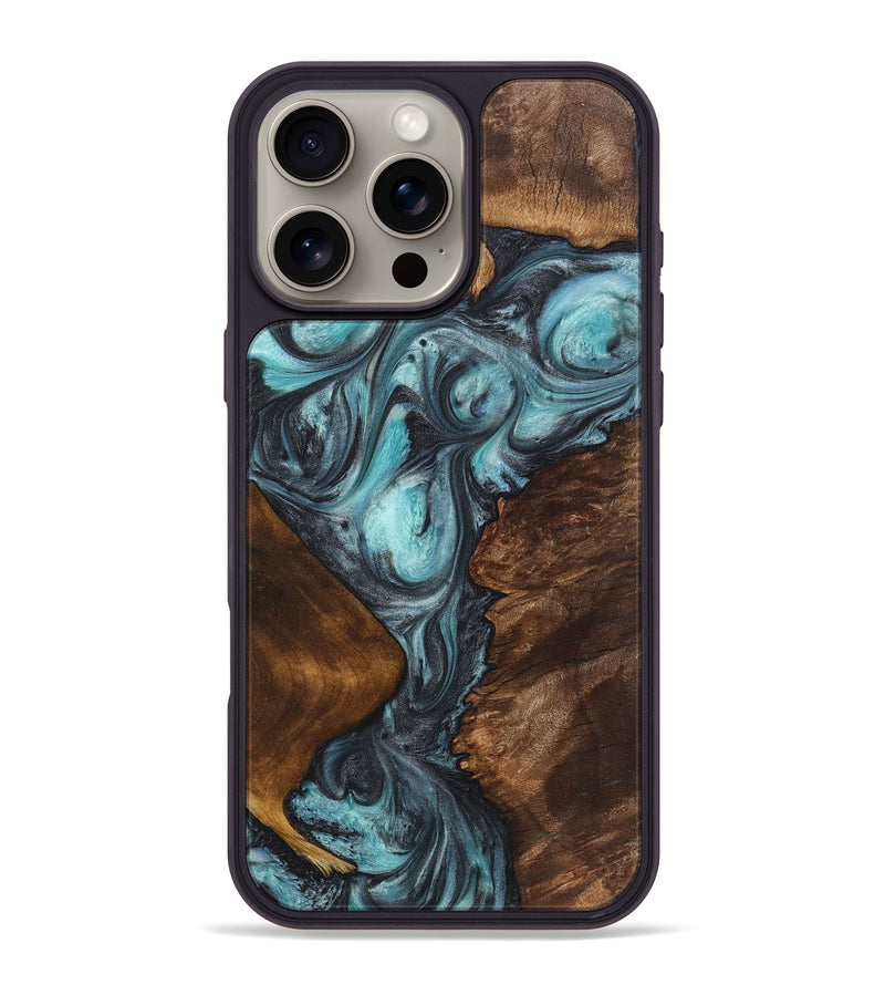 iPhone 16 Pro Max Wood+Resin Phone Case - Jarod (Blue, 722812)