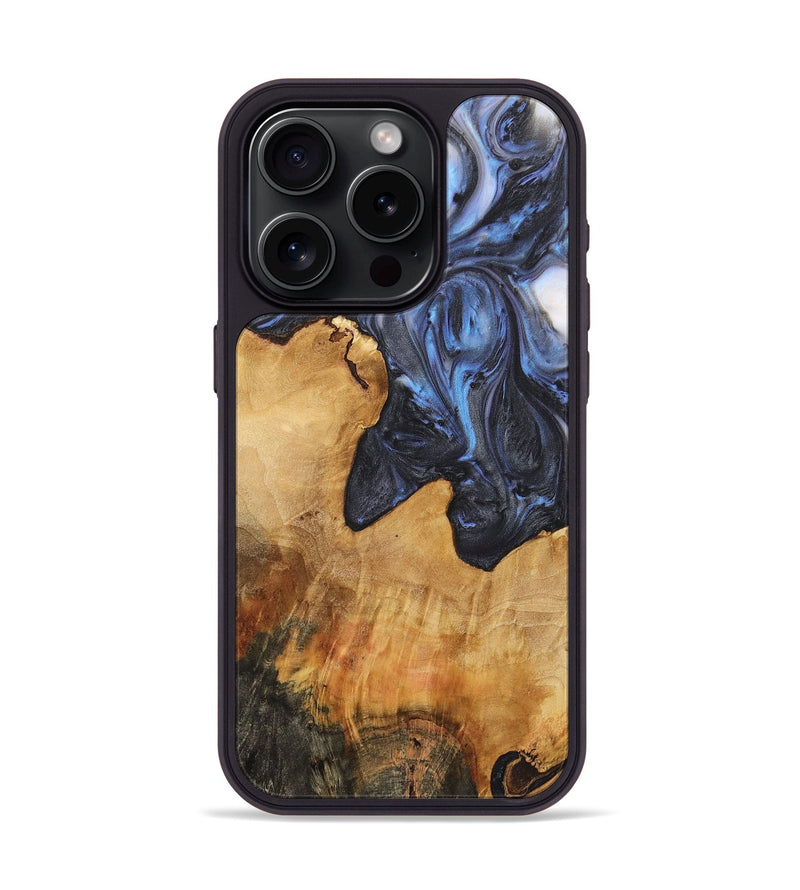 iPhone 15 Pro Wood+Resin Phone Case - Thea (Blue, 722813)