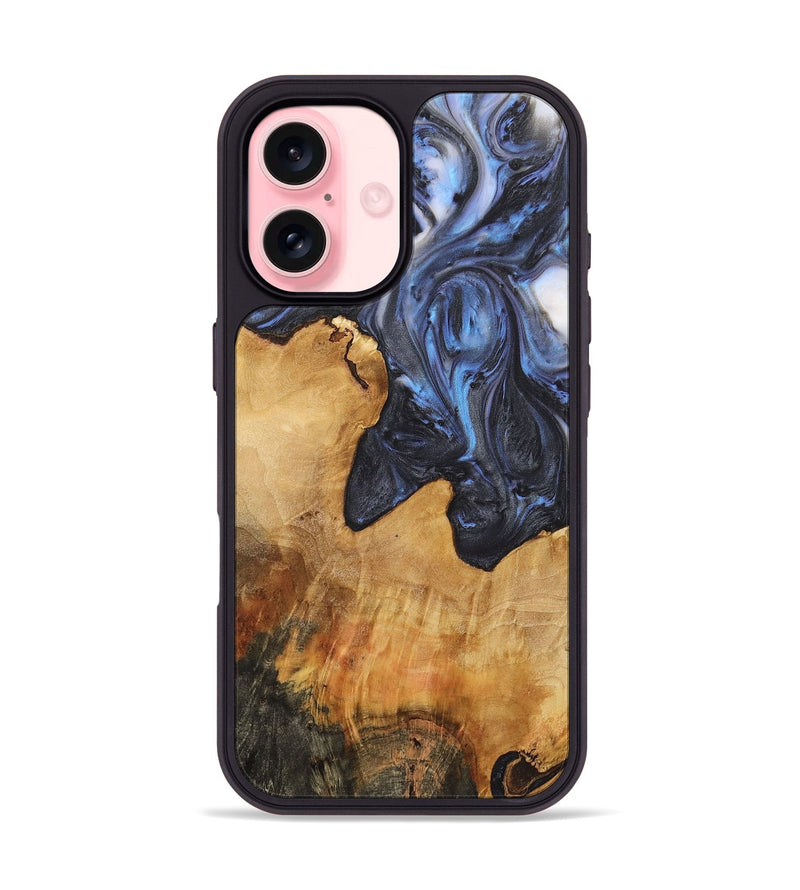 iPhone 16 Wood+Resin Phone Case - Thea (Blue, 722813)