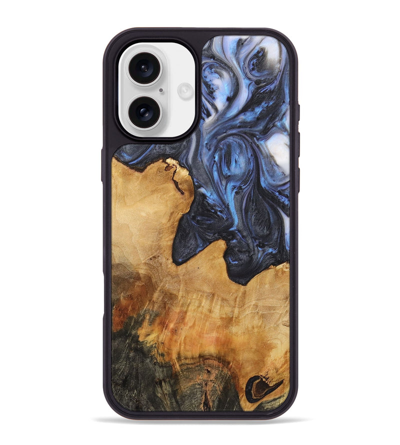 iPhone 16 Plus Wood+Resin Phone Case - Thea (Blue, 722813)