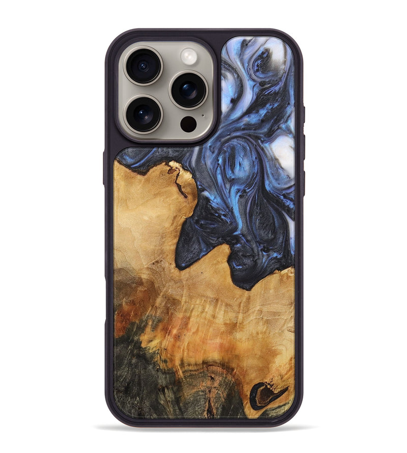 iPhone 16 Pro Max Wood+Resin Phone Case - Thea (Blue, 722813)