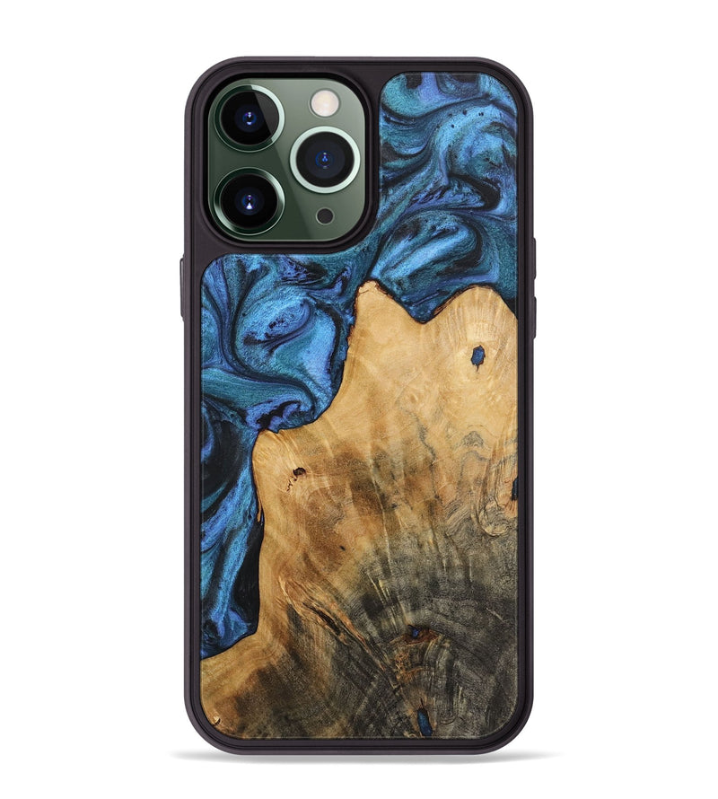 iPhone 13 Pro Max Wood+Resin Phone Case - Jenny (Blue, 722815)