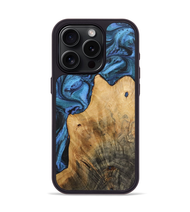 iPhone 15 Pro Wood+Resin Phone Case - Jenny (Blue, 722815)