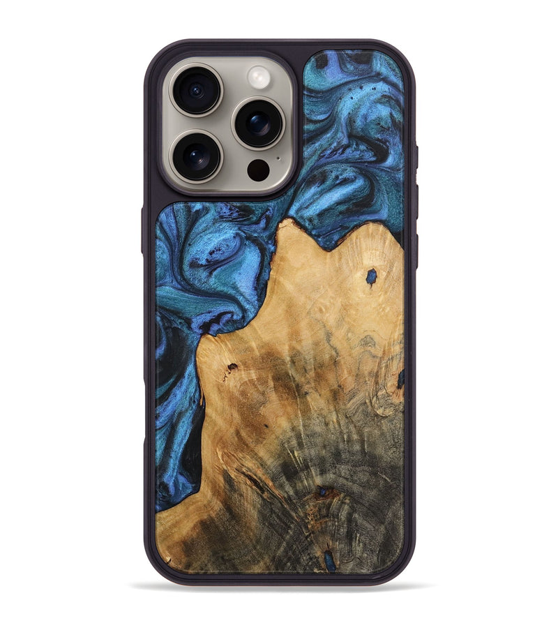 iPhone 16 Pro Max Wood+Resin Phone Case - Jenny (Blue, 722815)