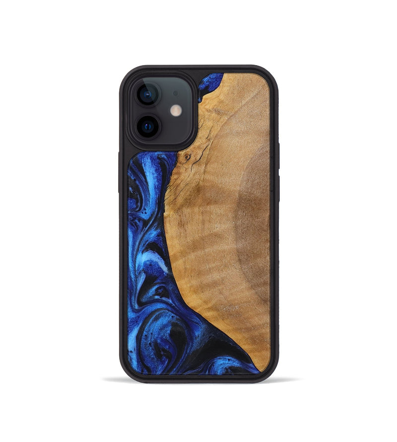 iPhone 12 mini Wood+Resin Phone Case - Waylon (Blue, 722817)