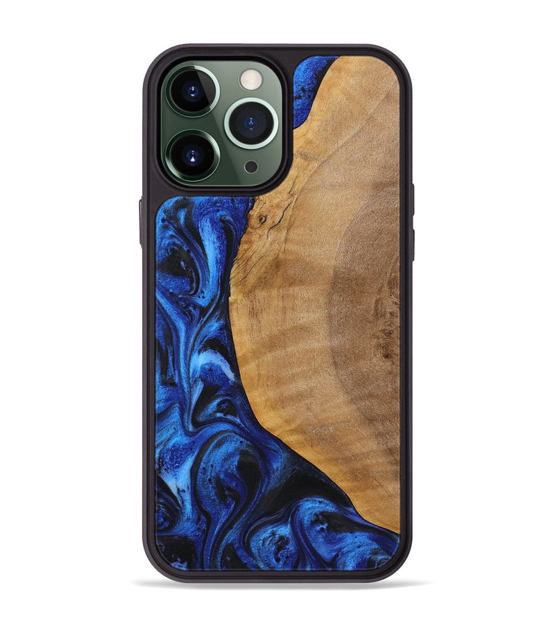 iPhone 13 Pro Max Wood+Resin Phone Case - Waylon (Blue, 722817)