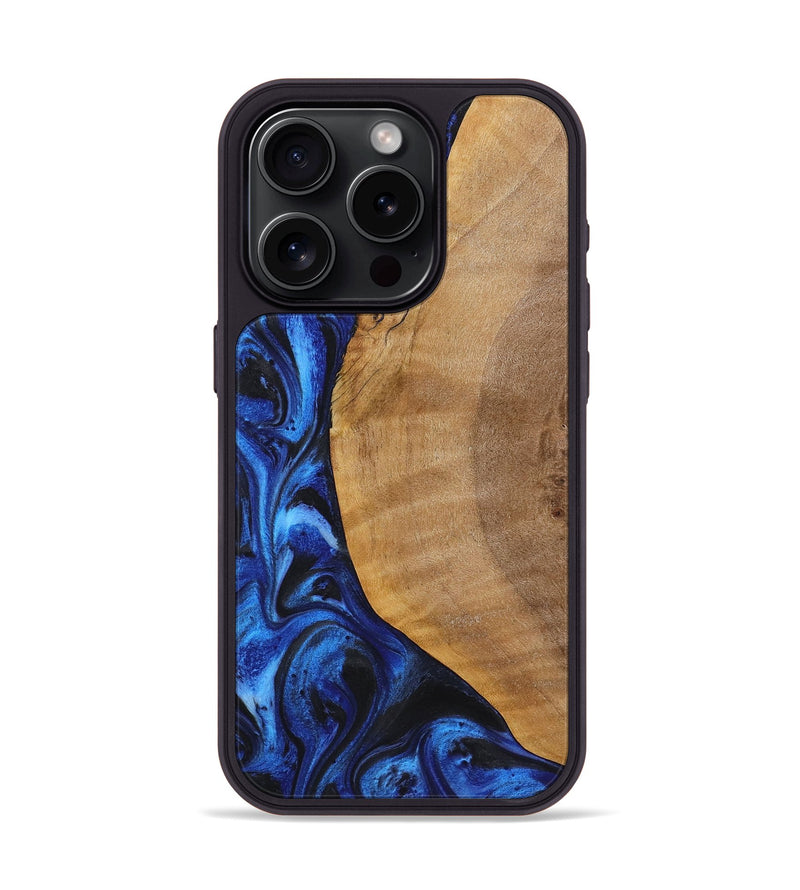 iPhone 15 Pro Wood+Resin Phone Case - Waylon (Blue, 722817)