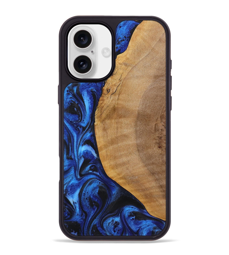 iPhone 16 Plus Wood+Resin Phone Case - Waylon (Blue, 722817)