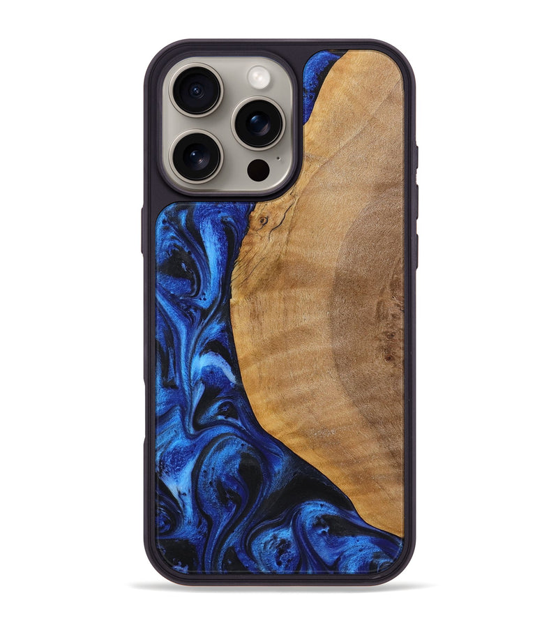 iPhone 16 Pro Max Wood+Resin Phone Case - Waylon (Blue, 722817)