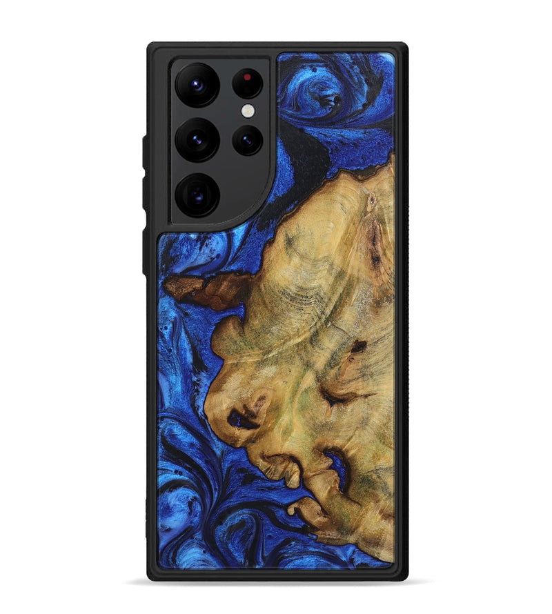 Galaxy S22 Ultra Wood+Resin Phone Case - Dominique (Blue, 722819)