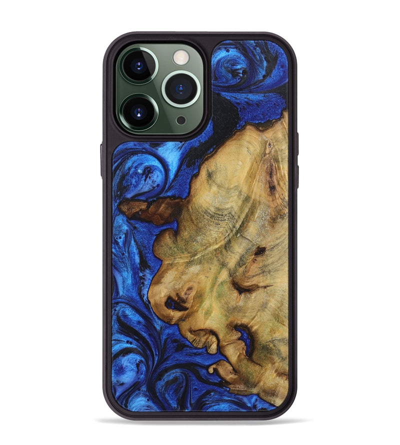 iPhone 13 Pro Max Wood+Resin Phone Case - Dominique (Blue, 722819)