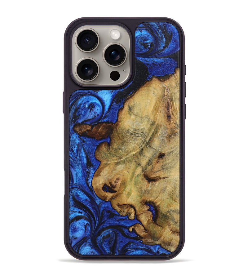 iPhone 16 Pro Max Wood+Resin Phone Case - Dominique (Blue, 722819)