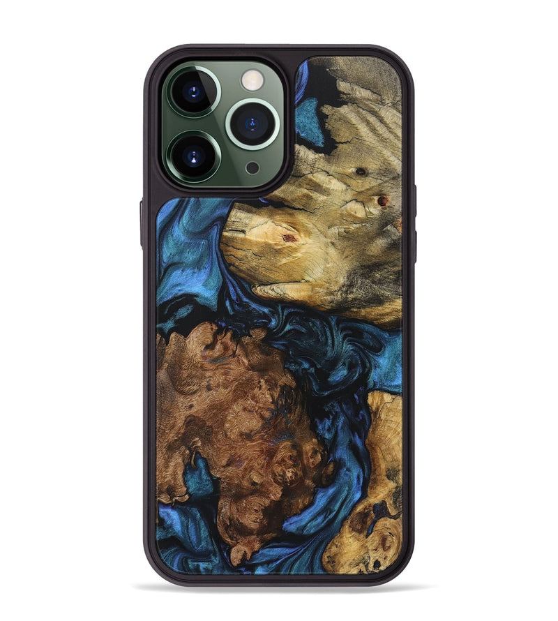 iPhone 13 Pro Max Wood+Resin Phone Case - Elian (Blue, 722820)