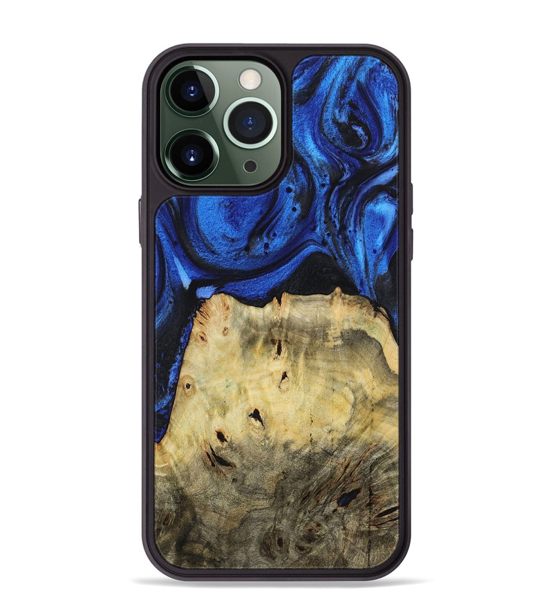 iPhone 13 Pro Max Wood+Resin Phone Case - Chris (Blue, 722821)