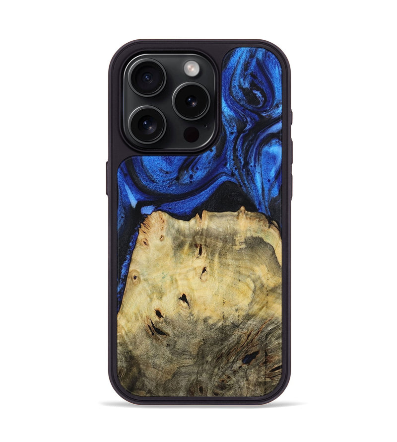 iPhone 15 Pro Wood+Resin Phone Case - Chris (Blue, 722821)