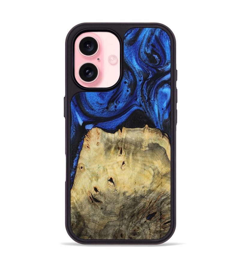 iPhone 16 Wood+Resin Phone Case - Chris (Blue, 722821)