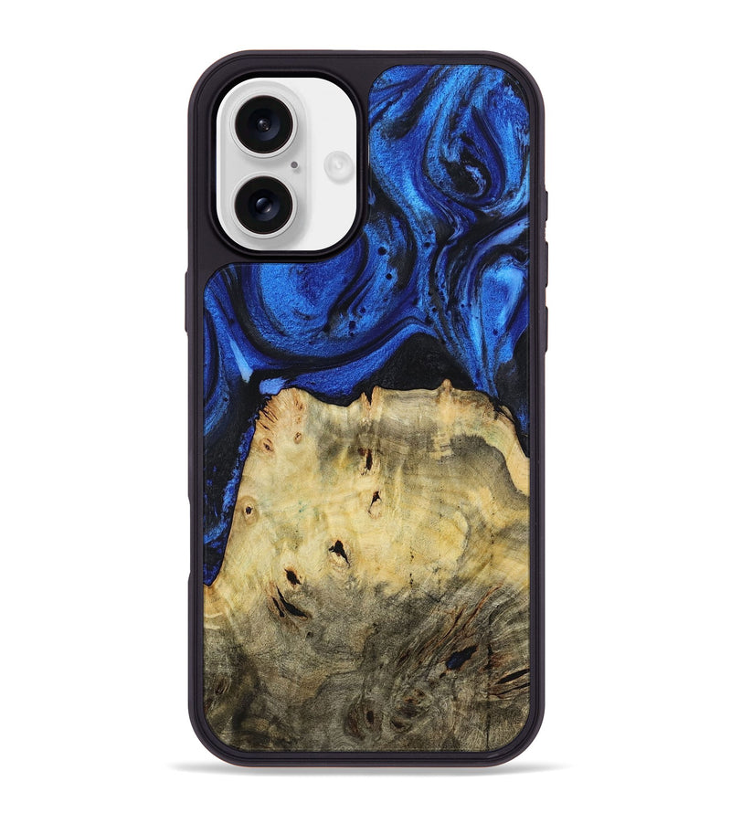 iPhone 16 Plus Wood+Resin Phone Case - Chris (Blue, 722821)